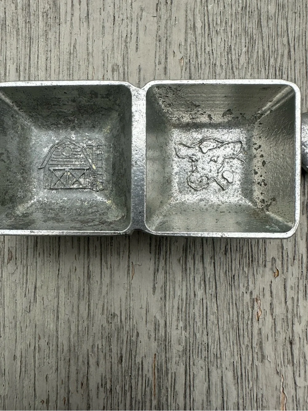 Vintage Style Pewter Double Open Salt Cellar or Dip 2 Miniature Shovel Spoons